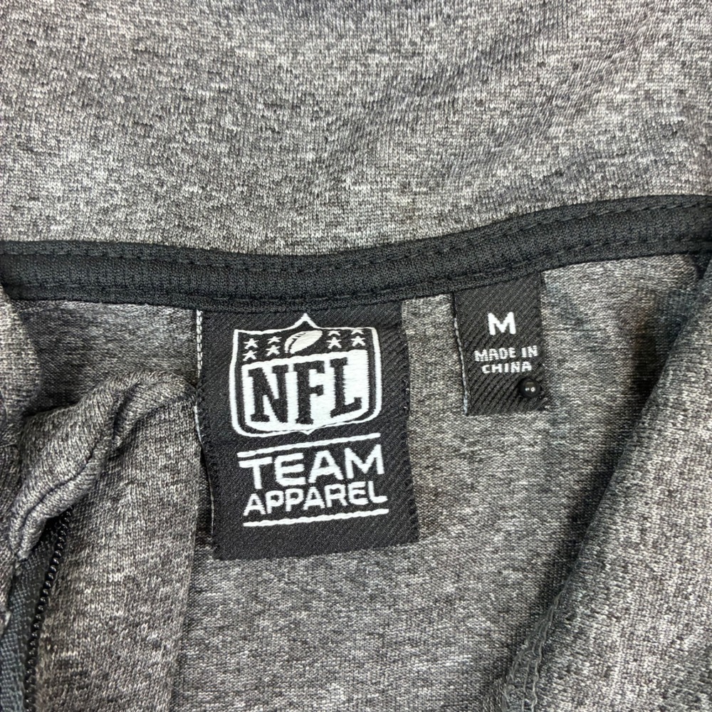 NFL Team Apparel Raiders Pullover Mens Medium Gray Quarter Zip Heathered Logo - Picture 4 of 7